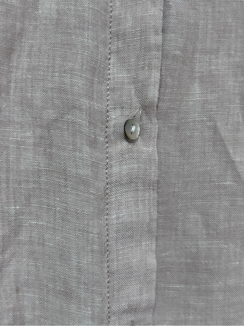100% Linen Pale Taupe Relaxed Lagenlook Top by Tahari with Button Front XL - Picture 4 of 6